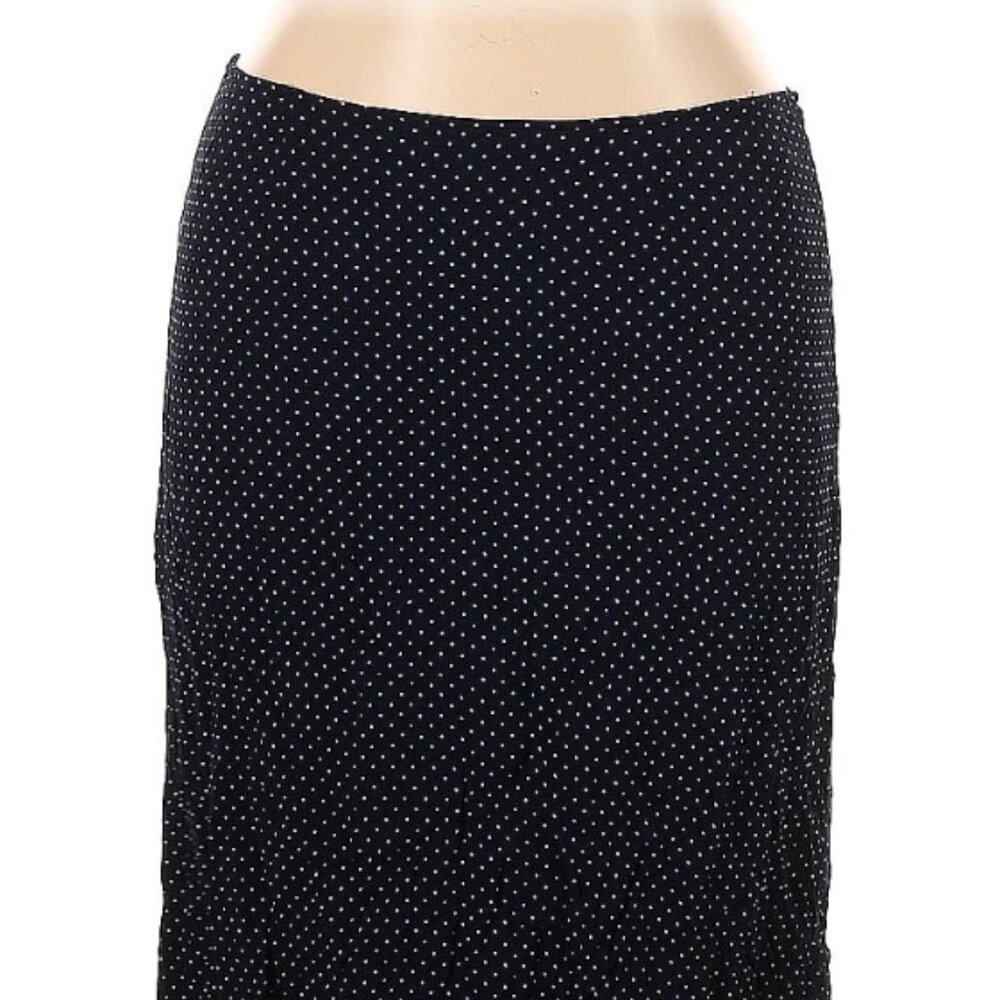 Reformation Black Midi Skirt with White Polka Dots
